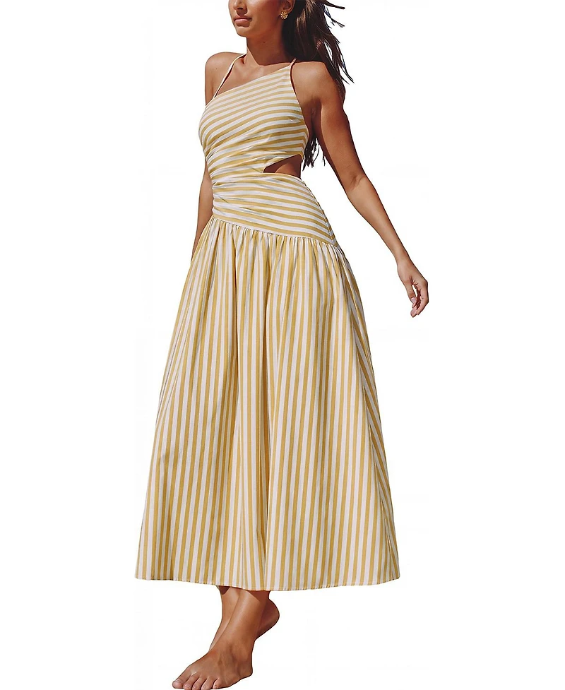 Cupshe Women's Good as Gold Striped Maxi Beach Dress