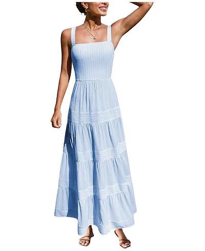 Cupshe Women's Not Sorry Striped Maxi Beach Dress