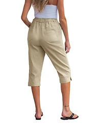 Cupshe Women's Elastic Waist Blend Cropped Capri Pants