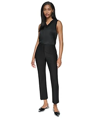 Dkny Petite Pinstripe Ponte High-Rise Front-Zip Pants