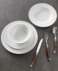 French Home White Wave 16-Piece Dinnerware Set, Service For 4