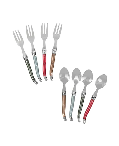 French Home Holly Berry Laguiole 8-Piece Dessert Spoons and Fork Set
