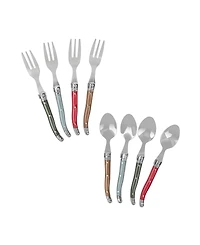 French Home Holly Berry Laguiole 8-Piece Dessert Spoons and Fork Set
