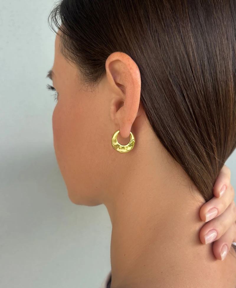 Adornia Gold Hammered Purse Hoop Earrings