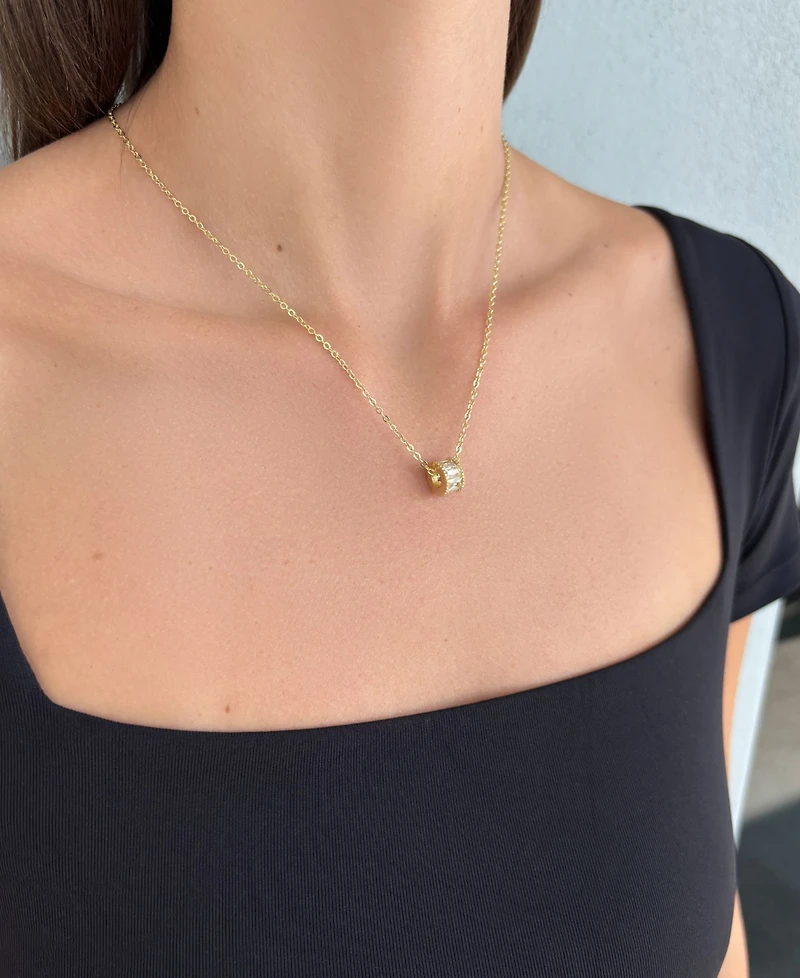 Adornia Gold Cubic Zirconia Bead Charm Necklace