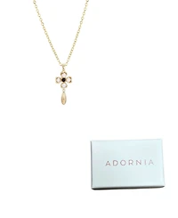 Adornia Gold Natural Freshwater Pearl Inlay Flower Pendant Necklace