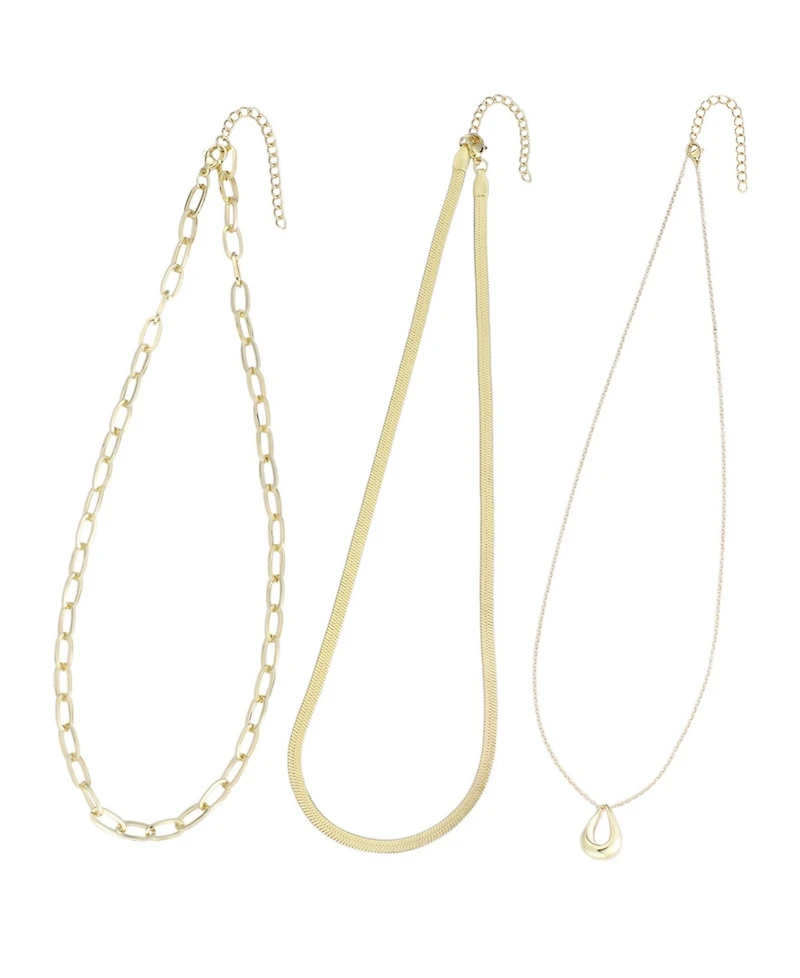 Adornia Tarnish Resistant Gold Set of 3 Necklace