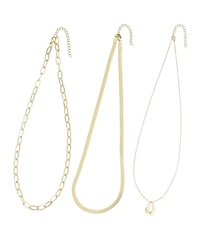 Adornia Tarnish Resistant Gold Set of 3 Necklace
