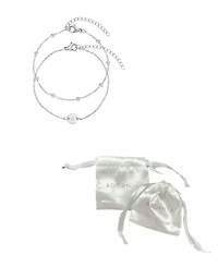 Adornia Tarnish Resistant Silver Initial Engraved and Paperclip Chain Bracelets