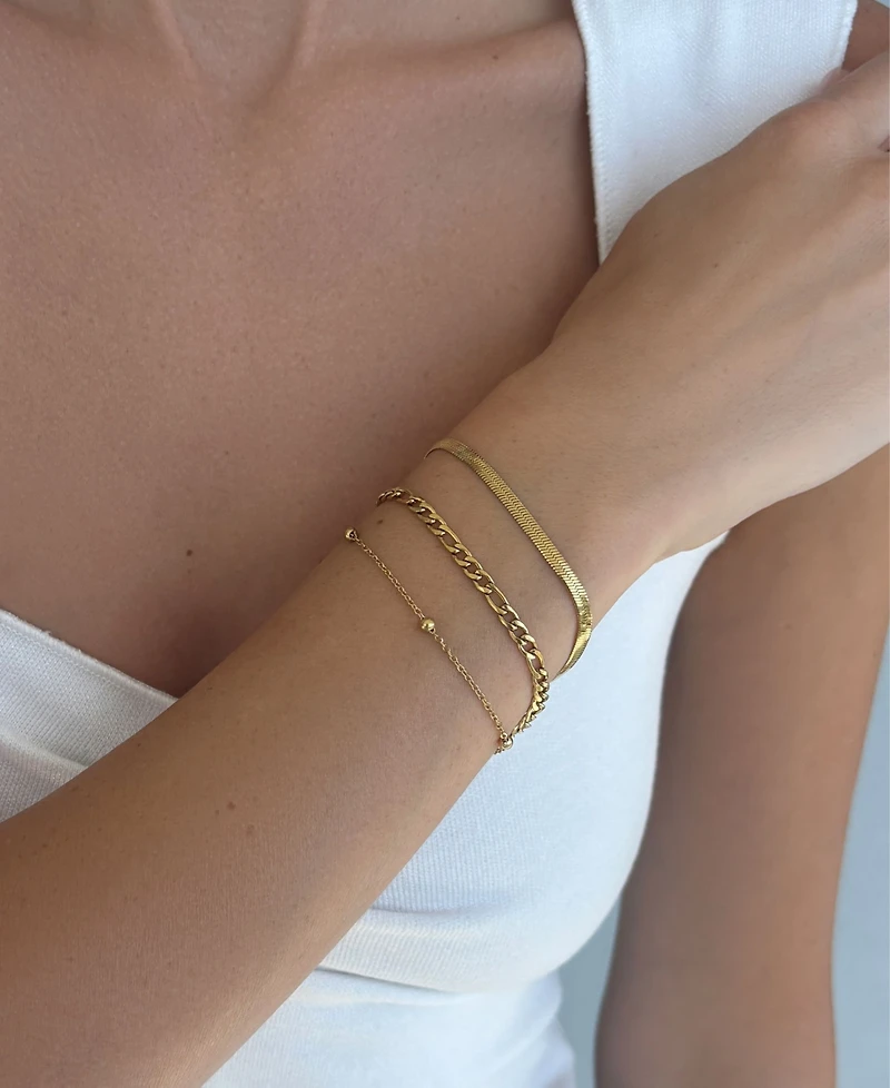 Adornia Tarnish Resistant Gold Set of 3 Chain Bracelets