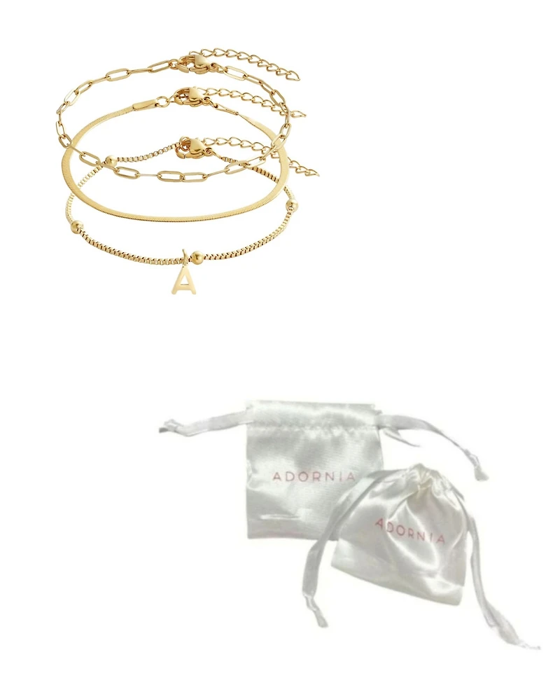 Adornia Tarnish Resistant Gold Set of 3 Chain Bracelets