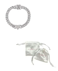 Adornia Silver Cubic Zirconia Chunky Heart Curb Chain Anklet