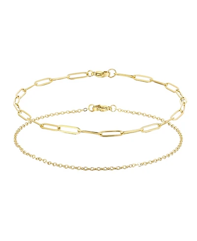 Adornia Tarnish Resistant Gold Set of 2 Chain Anklets