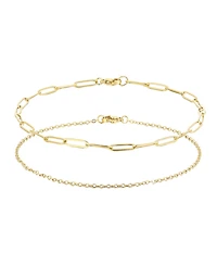 Adornia Tarnish Resistant Gold Set of 2 Chain Anklets