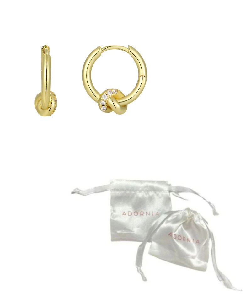 Adornia Gold Cubic Zirconia Knot Invisble Hoop Earrings