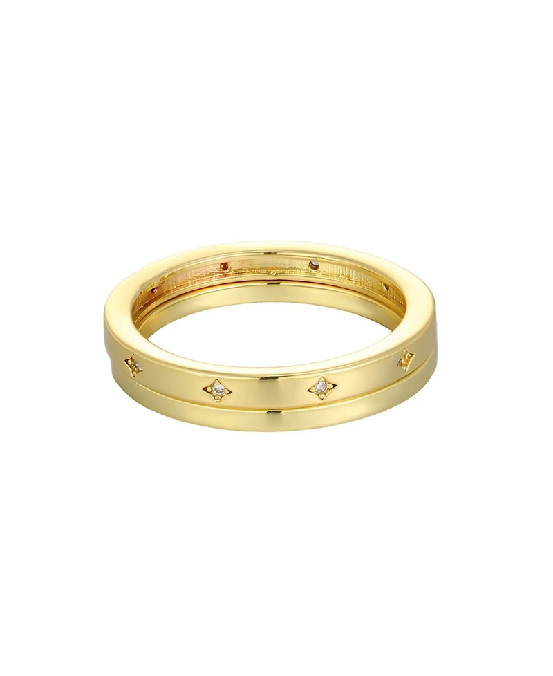 Adornia Gold Cubic Zirconia Star Eternity Band and Plain Set