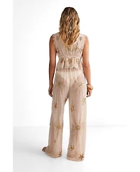 Nasty Gal Women's Moon and Star Wide Leg Beach Trouser