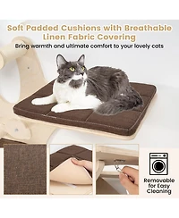 Gymax Wall-Mounted Cat Tower with Perch Hammock Sisal Scratching Posts and Mat Cushions