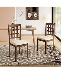 Slickblue Set of 2 Wood Kitchen Chairs with Faux Leather Upholstered Seats