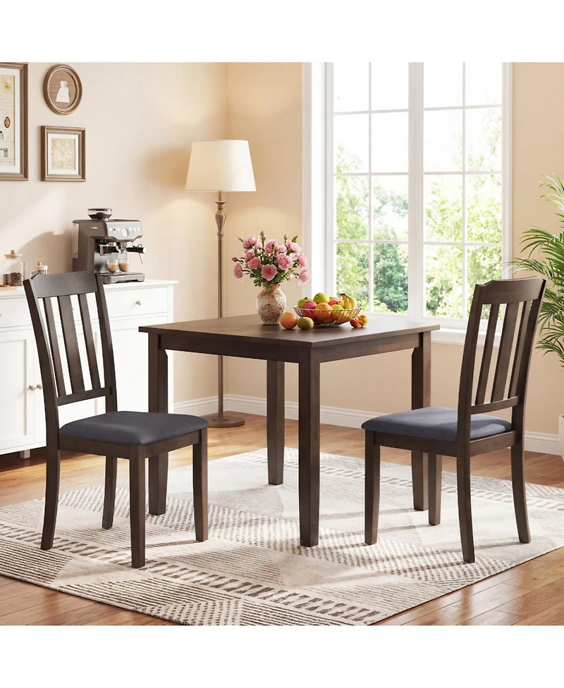 Slickblue Rubber Wood Dining Chairs Set of 2 with Ergonomic Backrest