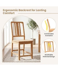 Slickblue Rubber Wood Dining Chairs Set of 2 with Hollowed Backrest
