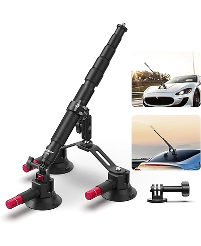 Neewer CA065 Triple Suction Cup Car Mount Kit with Extension Pole, Quick Release, Magic Arm for GoPro and Insta360