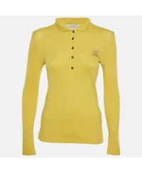 Pre-Owned Burberry Women's Burberry Brit Embellished Logo Long-Sleeve Polo Shirt
