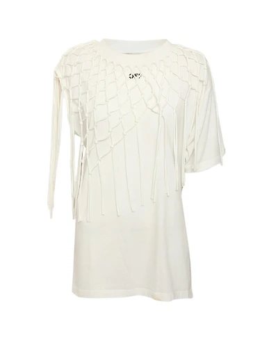 Pre-Owned Off-White Women's Macrame Fringe Detail T-Shirt
