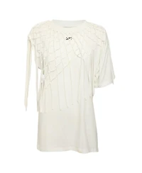 Pre-Owned Off-White Women's Macrame Fringe Detail T-Shirt