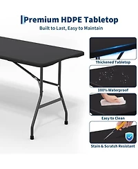 gaomon 6feet Outdoor Portable Hdpe Folding Table with Carrying Handle for Picnic Camping Party Indoor and Use