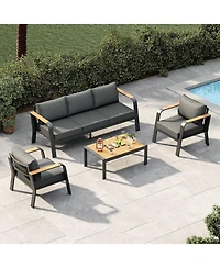 gaomon 5 Seats Outdoor Patio Furniture Set, Patio Conversation Set with Coffee Table for Poolside Balcony Deck, 4 Piece