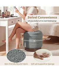 Slickblue Living Room Round Storage Ottoman with Wood Frame and Hidden