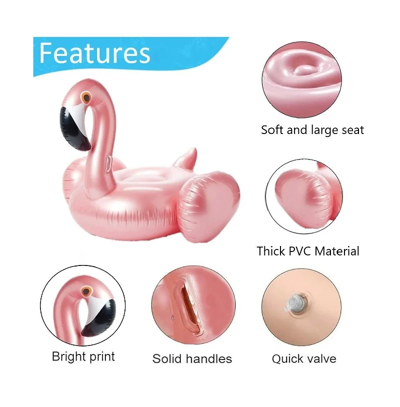 Cowin Flamingo Float Pool, Giant Inflatable Float Pool for Adult, Summer Beach Swimming Raft Amusement Facilities