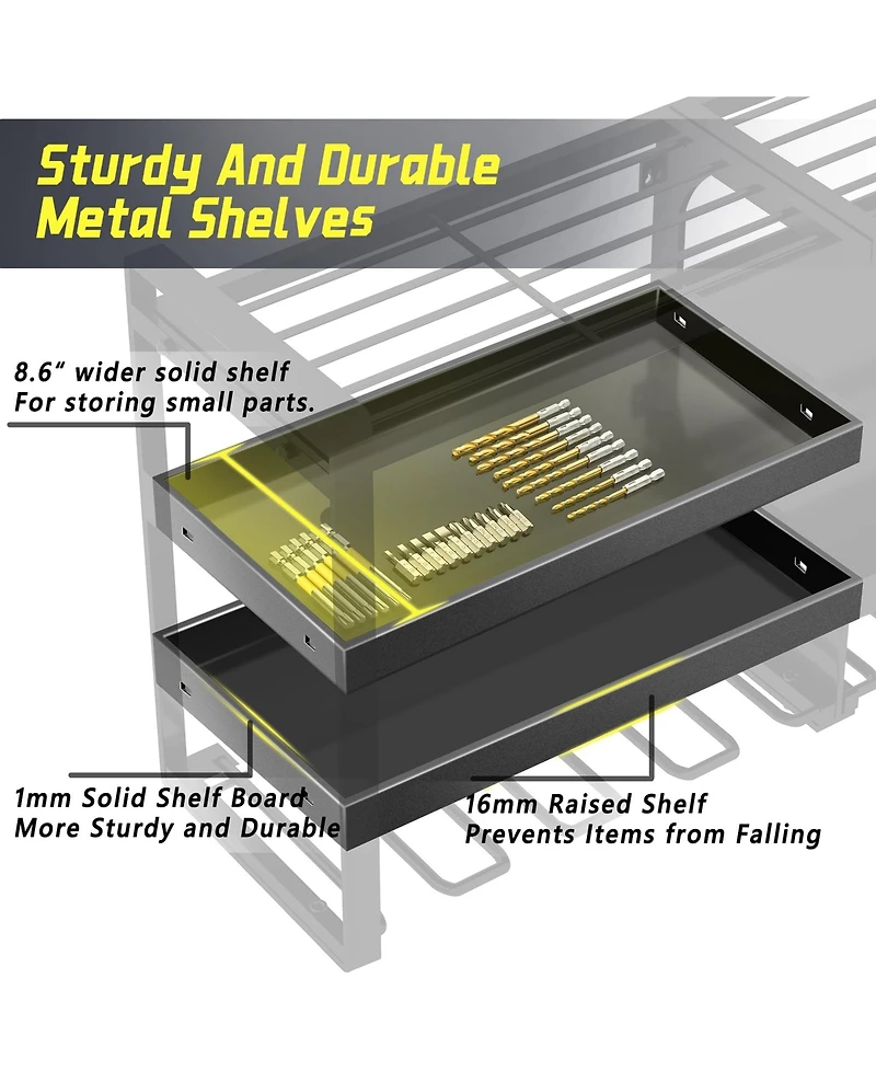 Xdovet Power Tool Organizer Wall Mount 4 Layer Heavy Duty Storrack Drill Holder Garage Workshop Storage