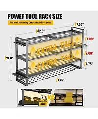 Power Tool Organizer Wall Mount 4-Tier Metal Rack Drill Holder Garage Storage