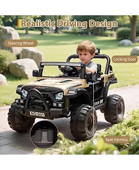homfan 12V Electric Ride-On Car, Parent Remote Control, Spring Suspension, Music, Led Lights, Horn, 3 Speeds up to 4.1MPH