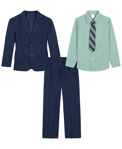 Nautica Boys' 2T-7 Sharkskin Suit Jacket, Long-Sleeve Shirt, Pants and Tie, 4-Piece Set