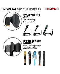 5 Core Dual Microphone Stand 2 Pack, Adjustable Tripod Floor Stand with Boom Arm