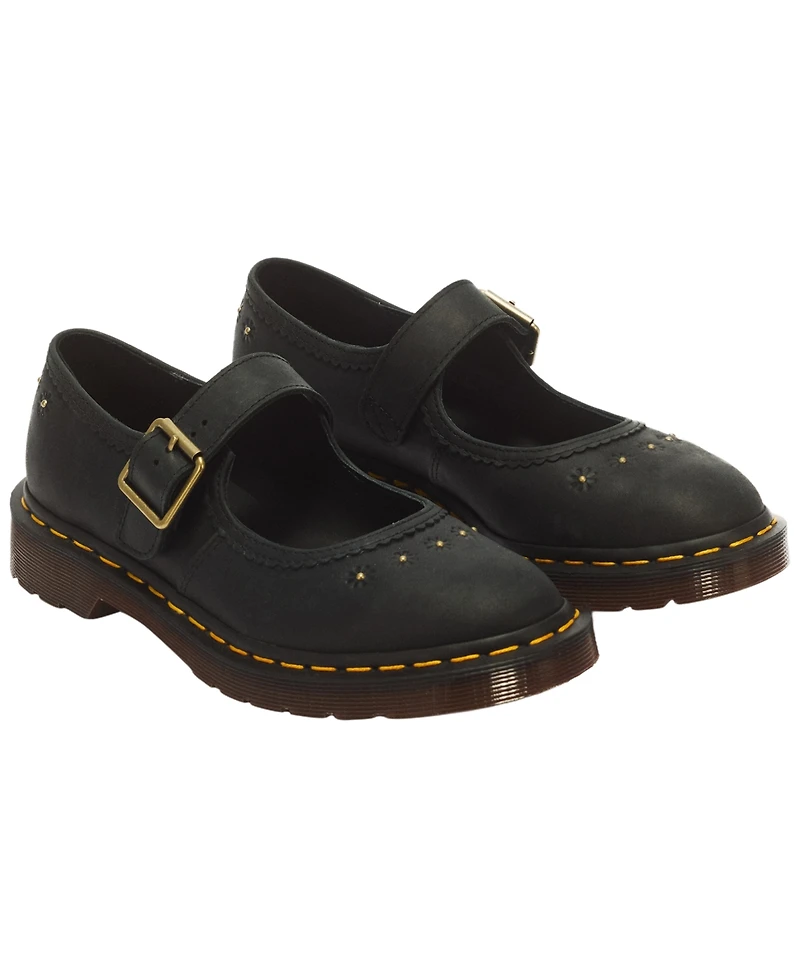 Dr. Martens Women's Mary Jane Flower Crazy Almond Toe Flats