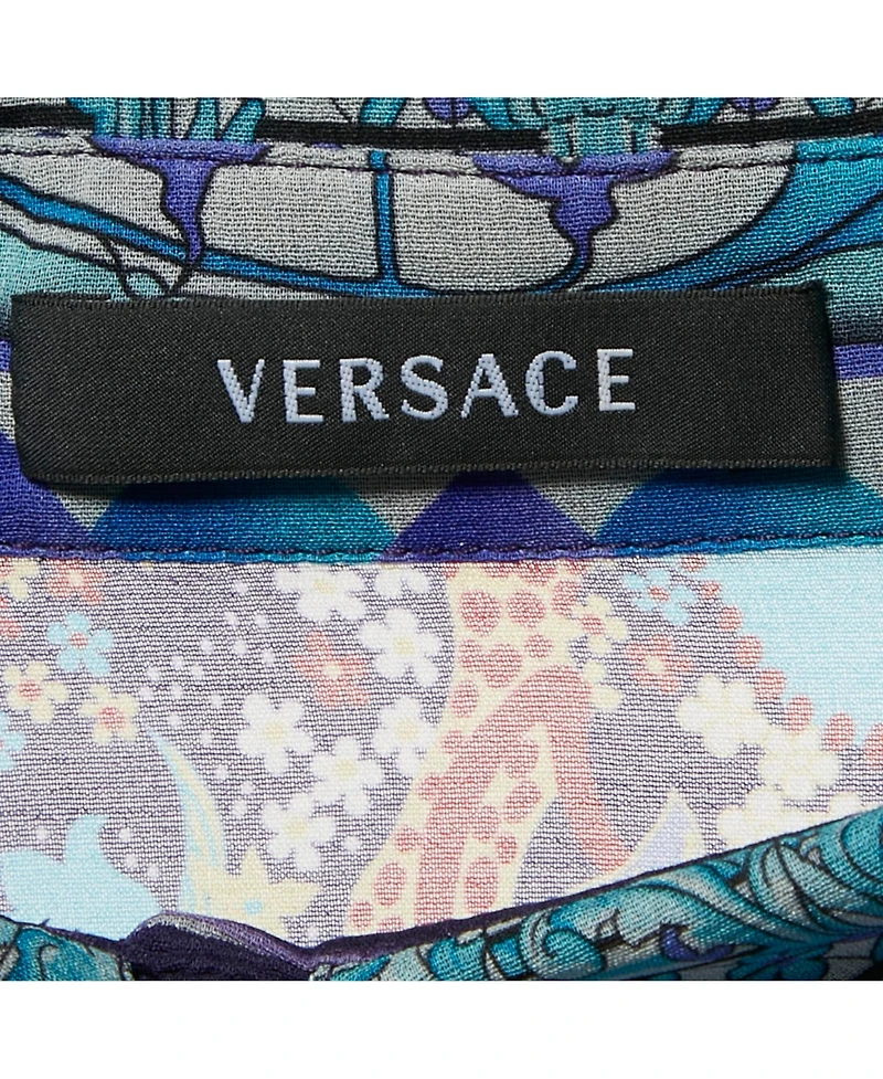 Pre-Owned Versace Women's Printed Silk Patchwork Button-Down Shirt