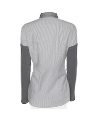Pre-Owned Brunello Cucinelli Women's Pinstripe Cotton Shirt with Cashmere Sleeves