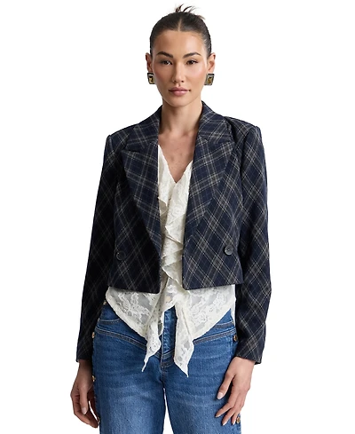 Avec Les Filles Women's Cropped Double-Breasted Blazer