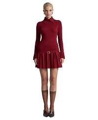 Avec Les Filles Women's Drop-Waist Pleated Mini Dress