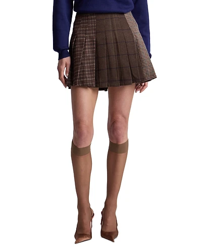 Avec Les Filles Women's Combo Mini Pleated Skirt
