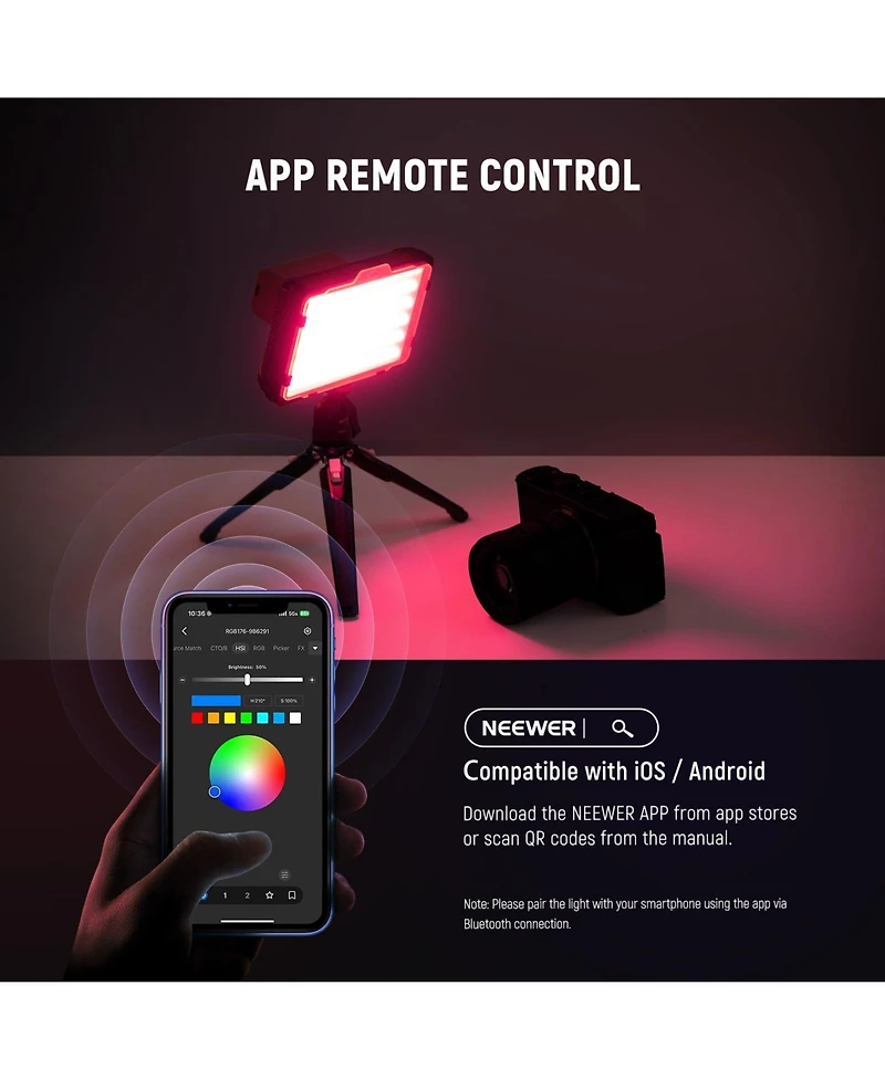 Neewer Rgb176 Led Video Light with 4000mAh, CRI95, RGB