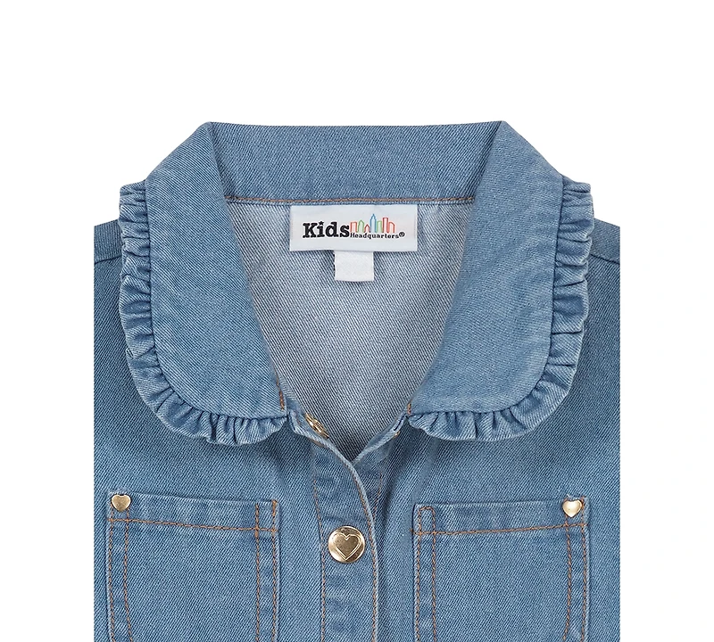 Kids Headquarters Toddler Girls' 2T-4T Denim Vest, Long-Sleeve Top and Leggings, 3-Piece Set