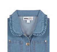 Kids Headquarters Toddler Girls' 2T-4T Denim Vest, Long-Sleeve Top and Leggings, 3-Piece Set