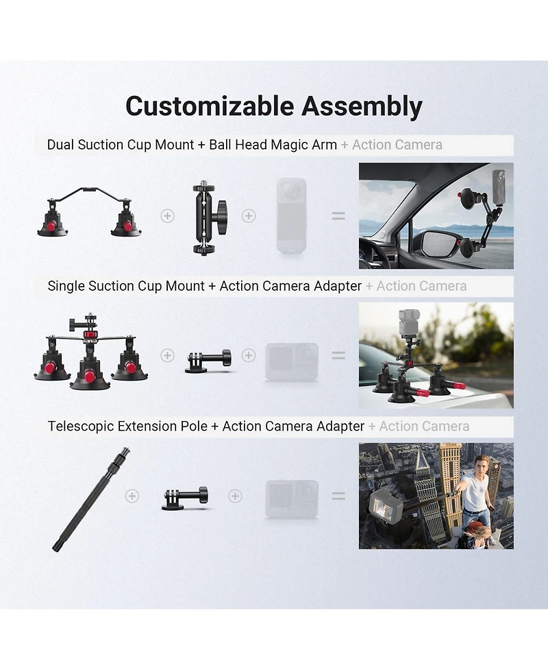 Neewer CA075 Camera Mounting Accessory with 5 in for select GoPro, Dji and Insta360 action cameras