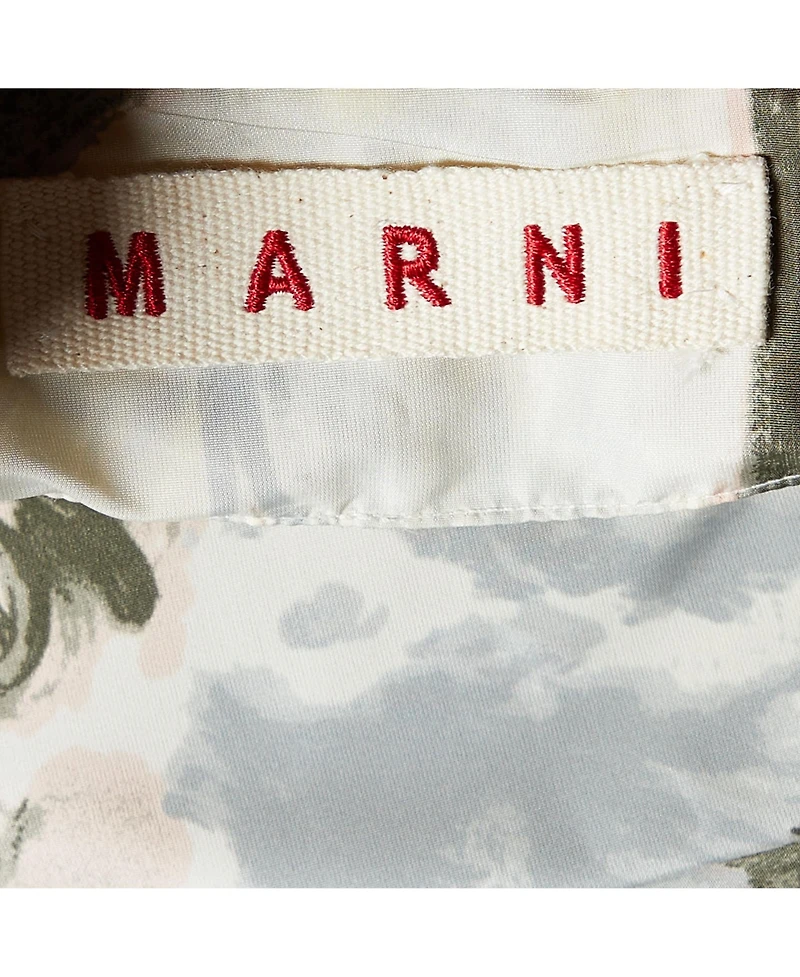 Pre-Owned Marni Women's Abstract Print Oversized Sleeve Satin Top