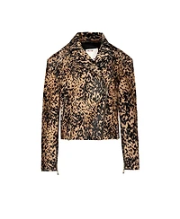 Pcfg Women's Your Itch Leopard-Print Kangaroo Leather Jacket